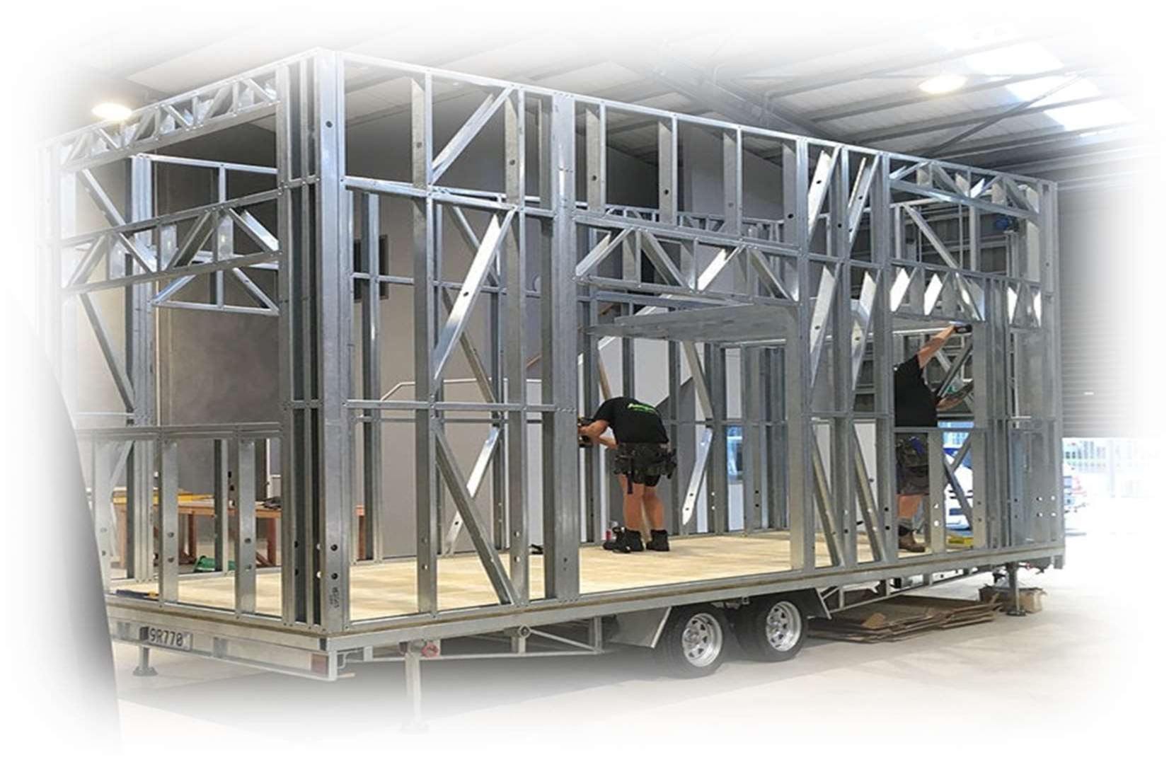 Tiny house mobile avec ossature visible
